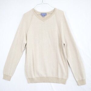 Tommy Bahama Sweater Mens Small Reversible Pullover V-Neck Beige Long Sleeve